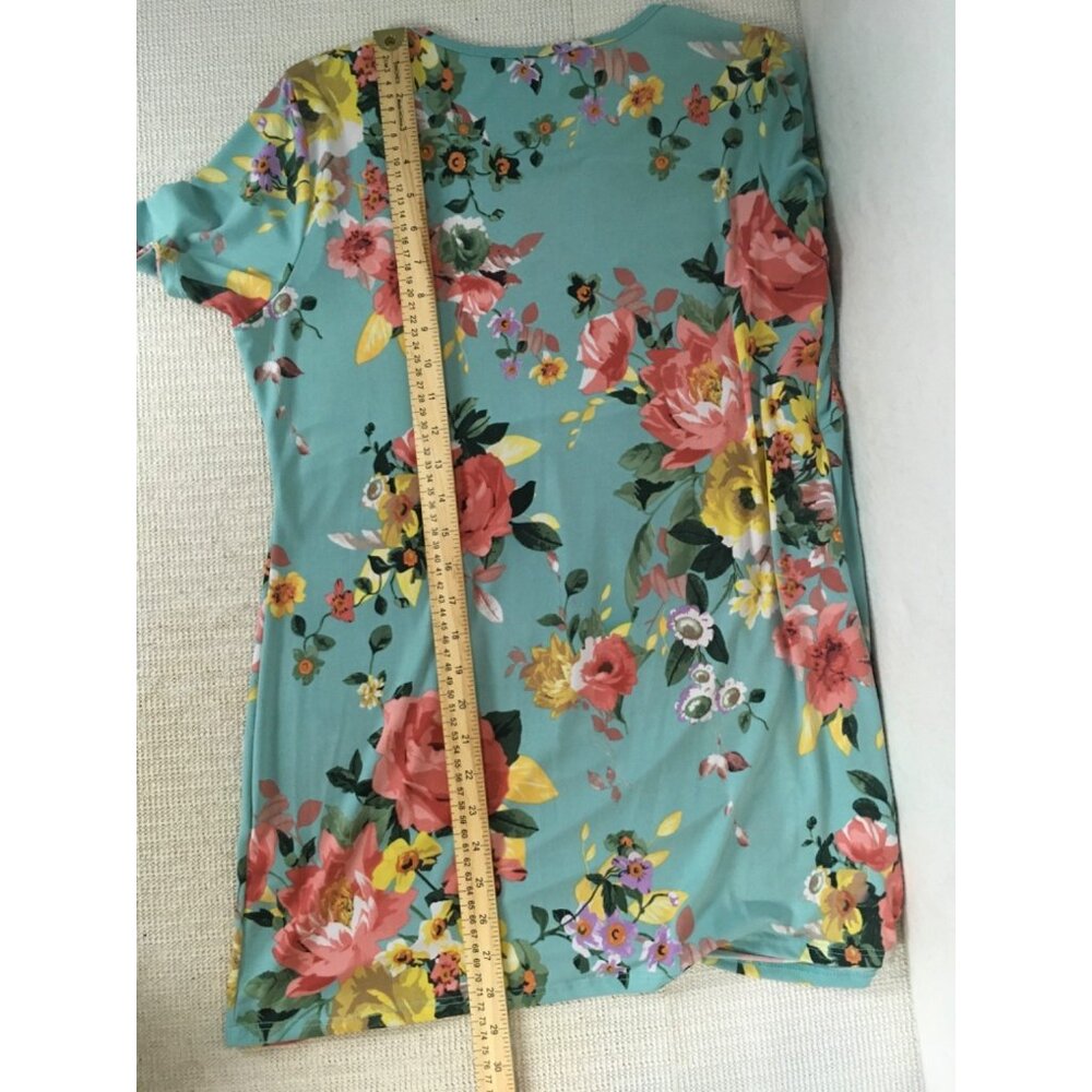 My Bump Luke 2:40 Dress Women Size XL Blue w Pink Yellow Flowers Pleated Waist - Picture 10 of 11